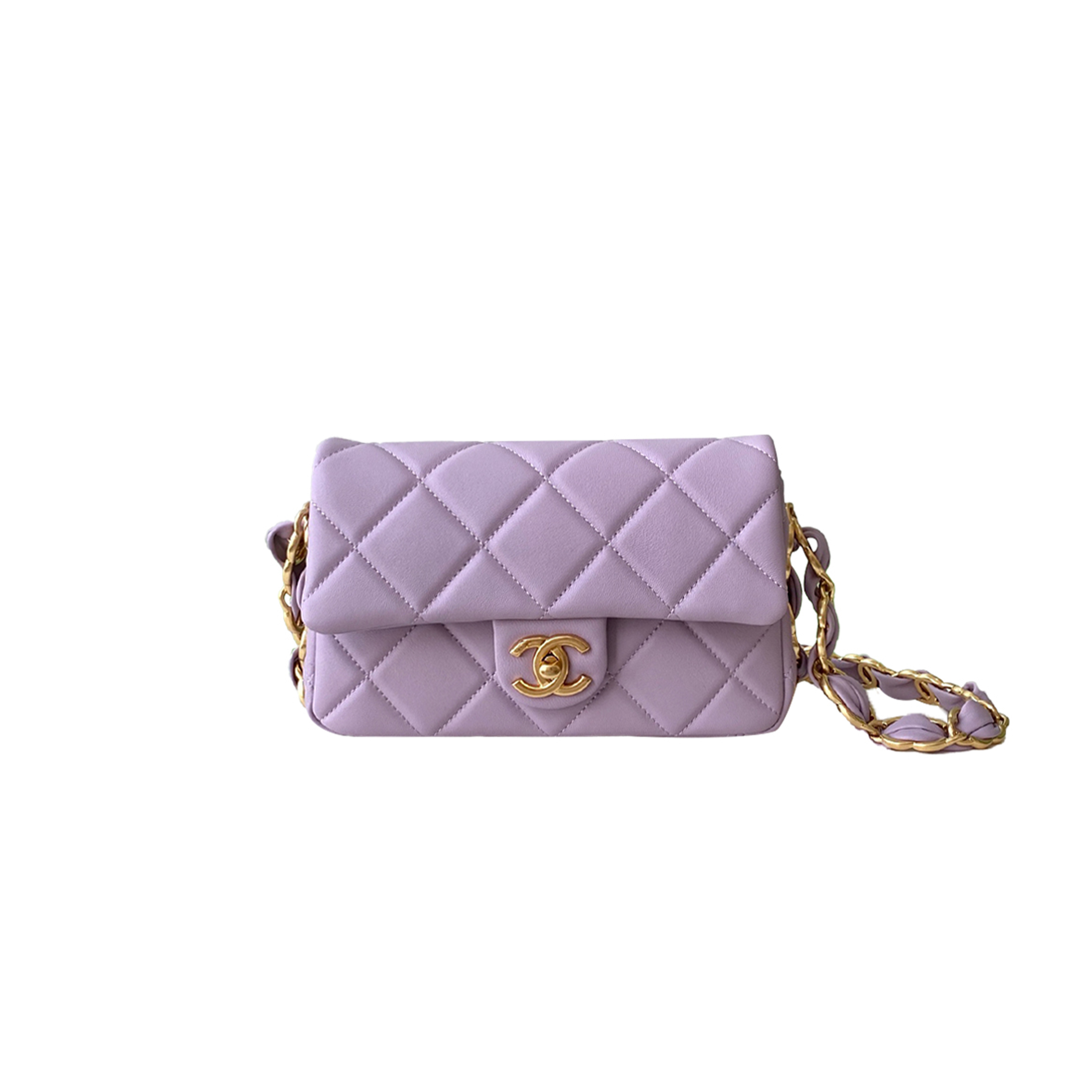 Ch*el master double c thick chain cover mini lavender as5174 (17*12*4.5cm)